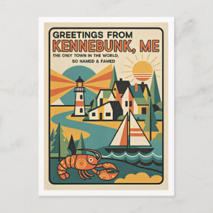 Kennebunk Maine Retro-Kunst druck Postkarte