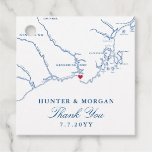 Kennebunkport Maine Map Navy Blue Wedding Geschenkanhänger