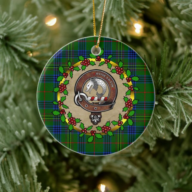 Kennedy Clan Abzeichen & Tartan Personalisiert Keramik Ornament (Baum)