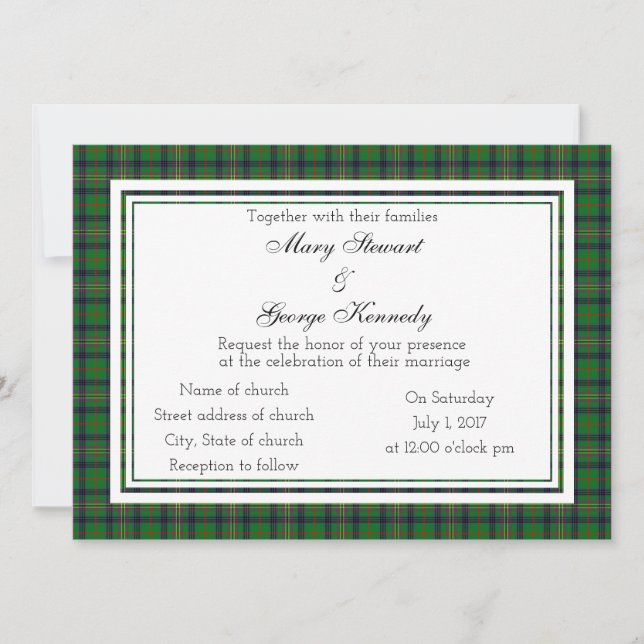 Kennedy Scottish Wedding Einladung (Vorderseite)