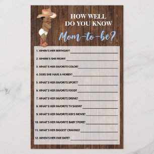 Kennen Sie die Mama OM Cowboy Shower Game Card? Flyer