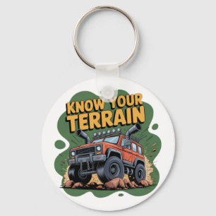 Kennen Sie Ihr Gelände 4x4 Offroad-LKW Cartoon Schlüsselanhänger