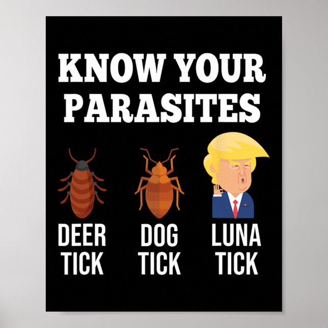 Kennen Sie Ihre Parasiten Anti-Trump Funny Tick Re Poster (Vorne)