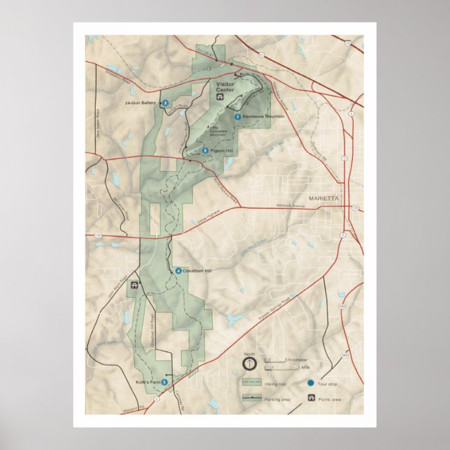 Kennesaw Mountain National Battlefield Park Karte Poster (Vorne)