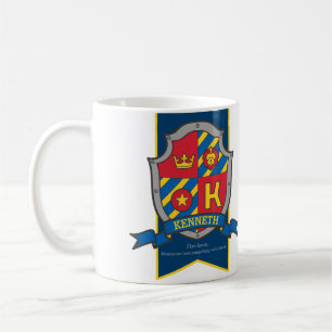 Kenneth-Ritterschildroter blauer Kaffeetasse