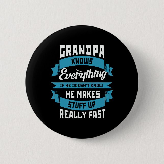 Kennt alles Funny Vatertag Kostüme Button (Vorderseite)