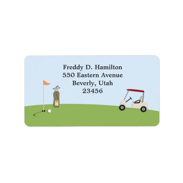 Kennzeichen der Lieferadresse für Golf Adressaufkleber (Vorne)