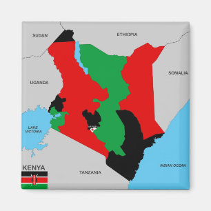 Kennzeichen der politischen Landkarte Kenia Magnet