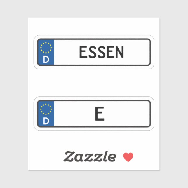 Kennzeichen, deutsches Kennzeichen für Kraftfahrze Aufkleber (Blatt)