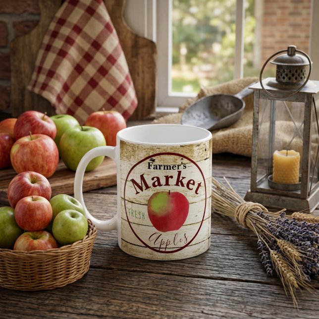 Kennzeichen für Äpfel auf dem Bauernmarkt Kaffeetasse (Von Creator hochgeladen)