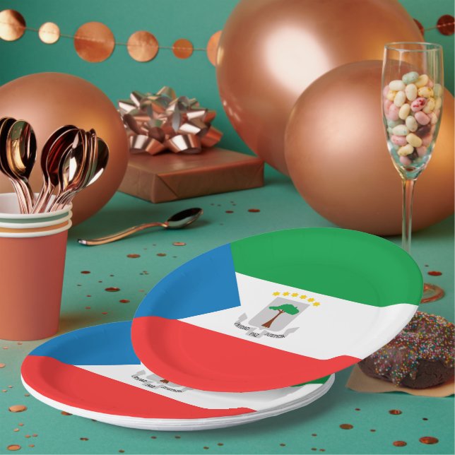 Kennzeichen für äquatoriale Guinea Pappteller (Multi)