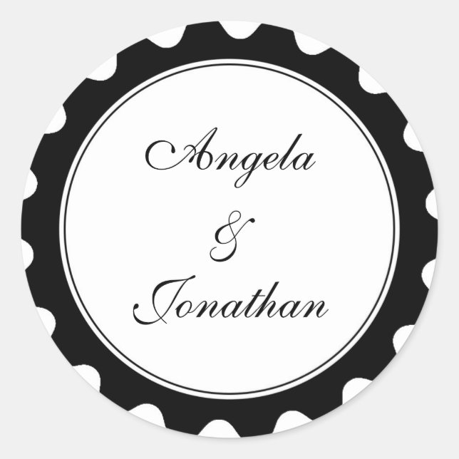 Kennzeichen für die schwarze Gastgeschenk Hochzeit Runder Aufkleber (Vorderseite)