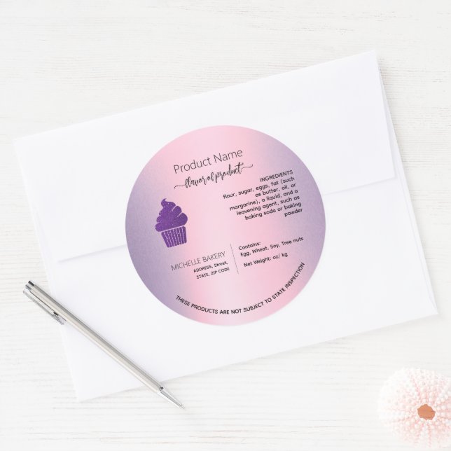 Kennzeichen für lila Cupcake-Hütte Runder Aufkleber (Umschlag)
