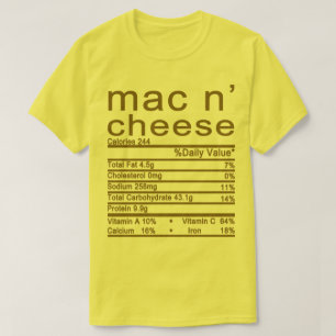 Kennzeichen für Mac und Käse Nutrition Fakten T-Shirt