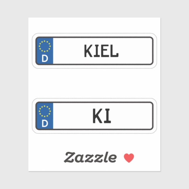 Kennzeichen Kiel, Deutsches Kennzeichen für Kraftf Aufkleber (Blatt)