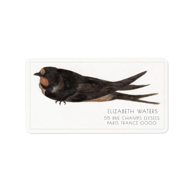 KENNZEICHNUNG DER BARN SWALLOW ILLUSTRATION ADRESSAUFKLEBER (Vorne)