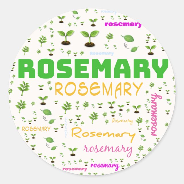 KENNZEICHNUNG DES HERB-WORTS - ROSEMARY RUNDER AUFKLEBER (Vorderseite)