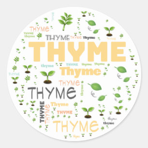 KENNZEICHNUNG DES HERB-WORTS THYME RUNDER AUFKLEBER