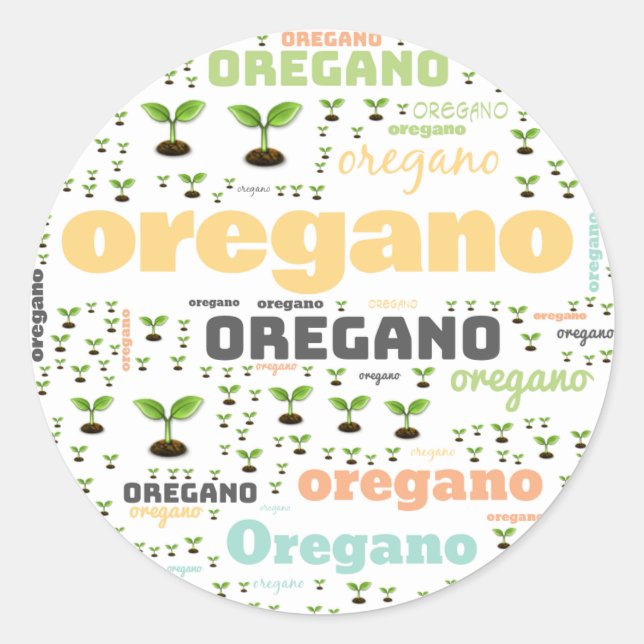 KENNZEICHNUNG DES WORTES - OREGANO RUNDER AUFKLEBER (Vorderseite)