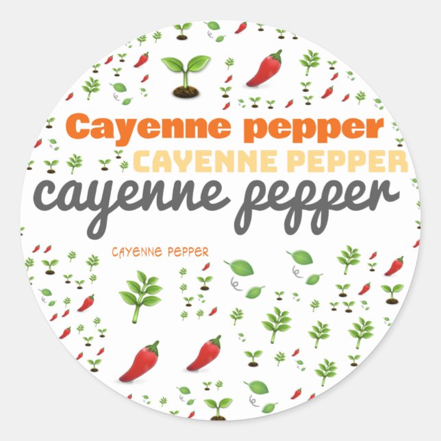 KENNZEICHNUNG FÜR HERB - CAYENNE PEPPER RUNDER AUFKLEBER (Vorderseite)