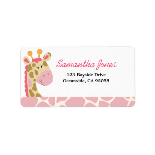 KENNZEICHNUNG FÜR JUNGLE GIRAFFE (PINK) ADRESSAUFKLEBER