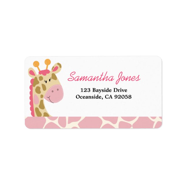 KENNZEICHNUNG FÜR JUNGLE GIRAFFE (PINK) ADRESSAUFKLEBER (Vorne)