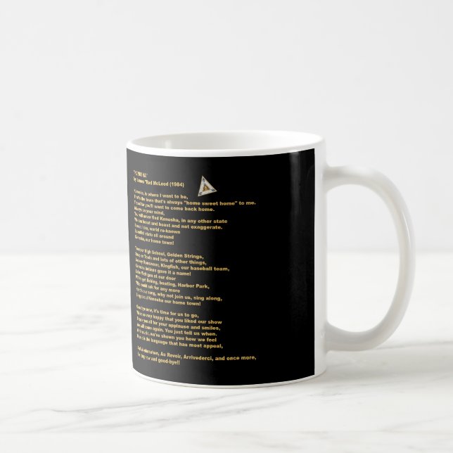 "KENOSHA IST, WO ICH WILL, UM TASSE W/LYRICS ZU (Rechts)