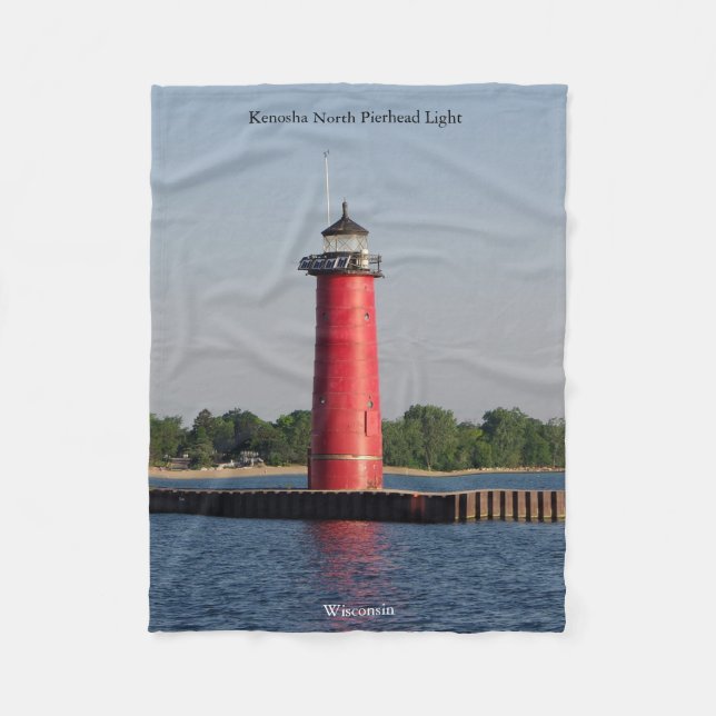 Kenosha North Pierhead Light Fleece Decke (Vorderseite)