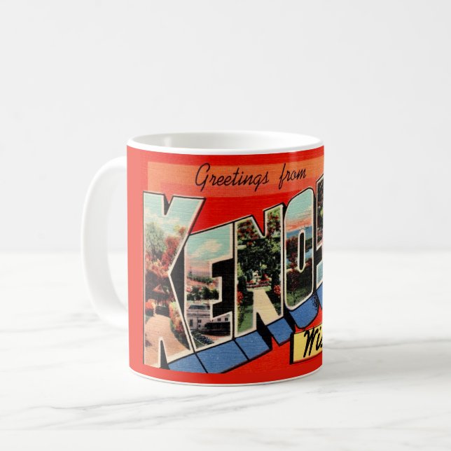 Kenosha WI Gruß Postkarten Tasse (Vorderseite Links)