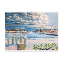 Kenosha Wisconsin Winter Harbour Oil Painting