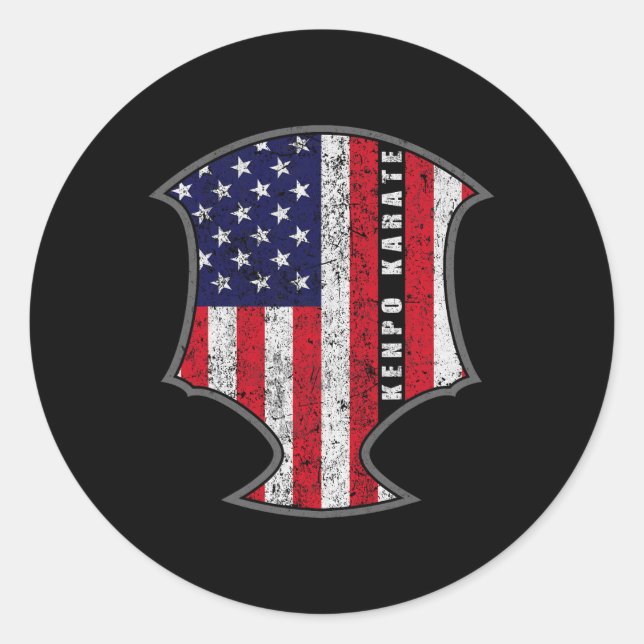 Kenpo Karate Fighter Patriotic Novel Runder Aufkleber (Vorderseite)