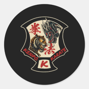 Kenpo Karate Martial Art Self Defense Tiger Dragon Runder Aufkleber