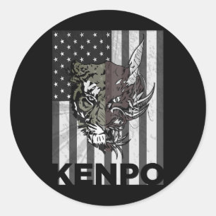 Kenpo Karate Martial Arts American Flag Frauen Män Runder Aufkleber