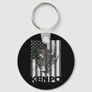 Kenpo Karate Martial Arts American Flag Frauen Män Schlüsselanhänger