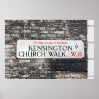 KENSINGTON CHURCH WALK W8 - STRASSENZEICHEN LONDON