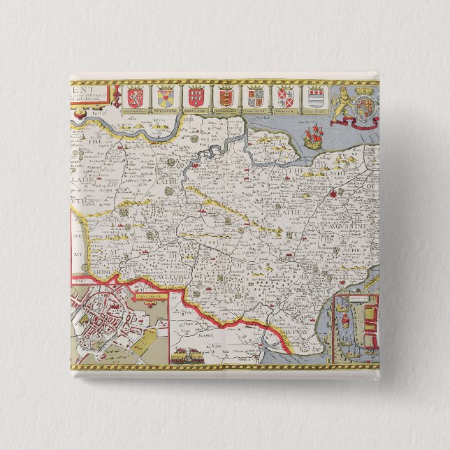 Kent, graviert von Jodocus Hondius Button (Vorderseite)