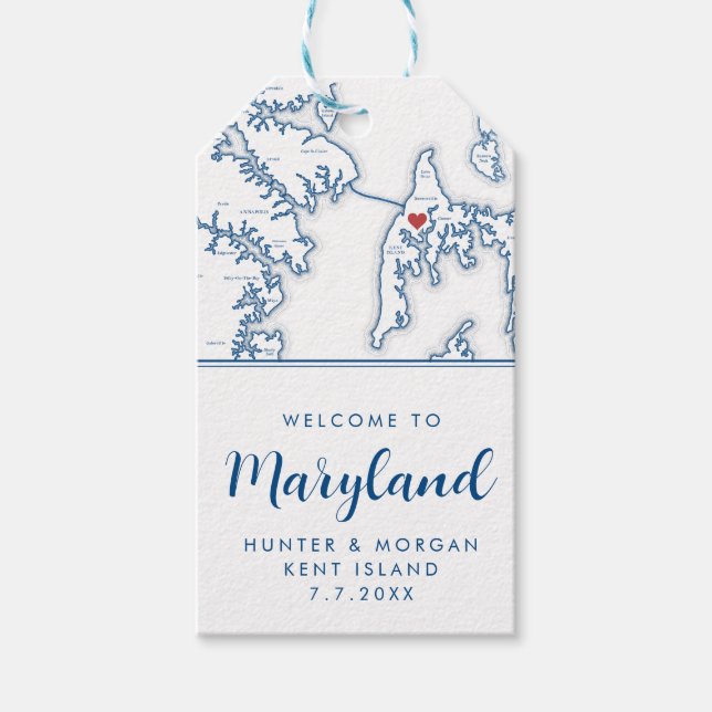 Kent Island Hochzeit in Urlaubsort Willkommen Geschenkanhänger (Vorderseite)