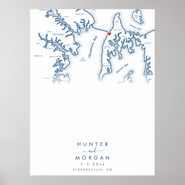 Kent Island MD Weddern Modern Guest Book Poster (Vorne)