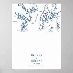 Kent Island MD Wedding Elegantes Gästebuchposter Poster