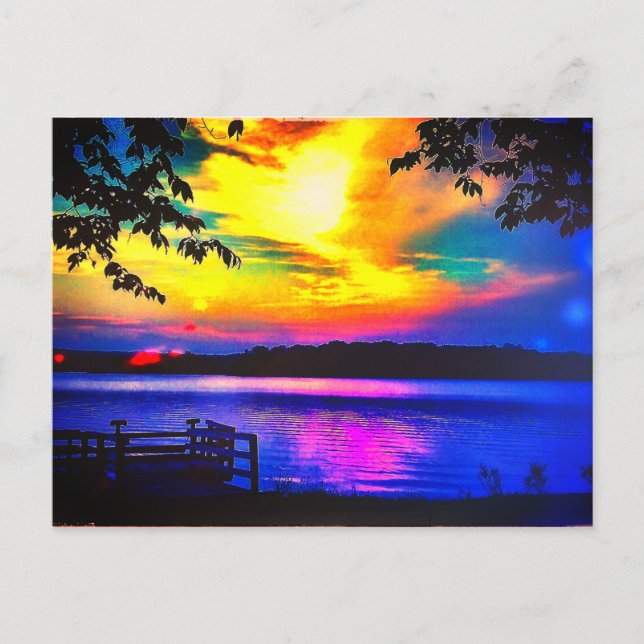 KENT LAKE SUNSET BRIGHT POSTCARD POSTKARTE (Vorderseite)