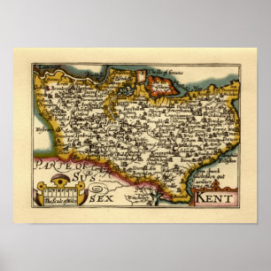 Kent Landkreis England Antikes John Speed Atlas Ka Poster