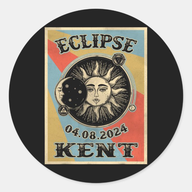 Kent - Solar Eclipse 2024 Runder Aufkleber (Vorderseite)