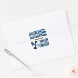 Kente Block - Personalisiertes Soft Indigo Quadratischer Aufkleber