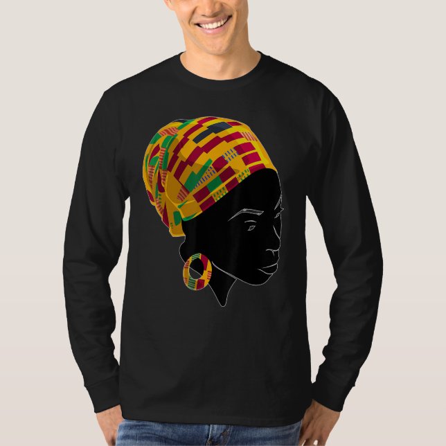 Kente Cloth Head Wrap For African American Women T-Shirt (Vorderseite)