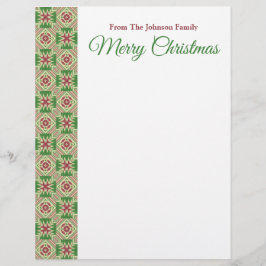 Kente Cloth Kaleidoscope Maroon Red Green Holiday Briefbogen