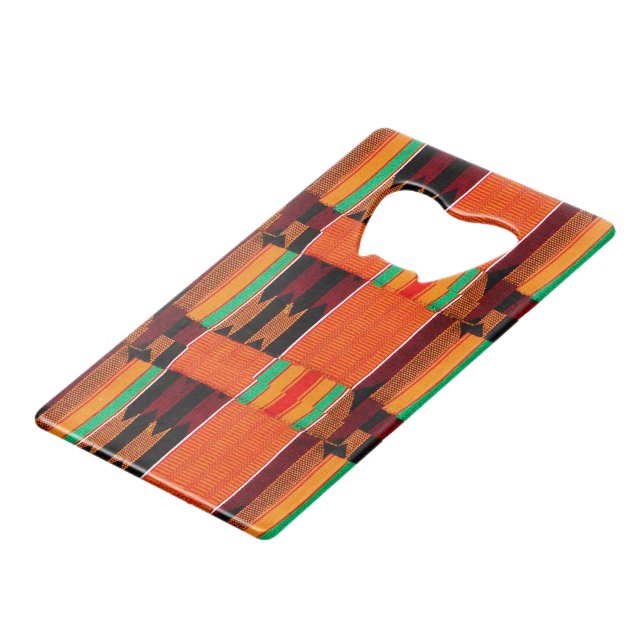 Kente Cloth Pattern Geldbeutel Flaschenöffner (Vorderseite Schrägansicht)