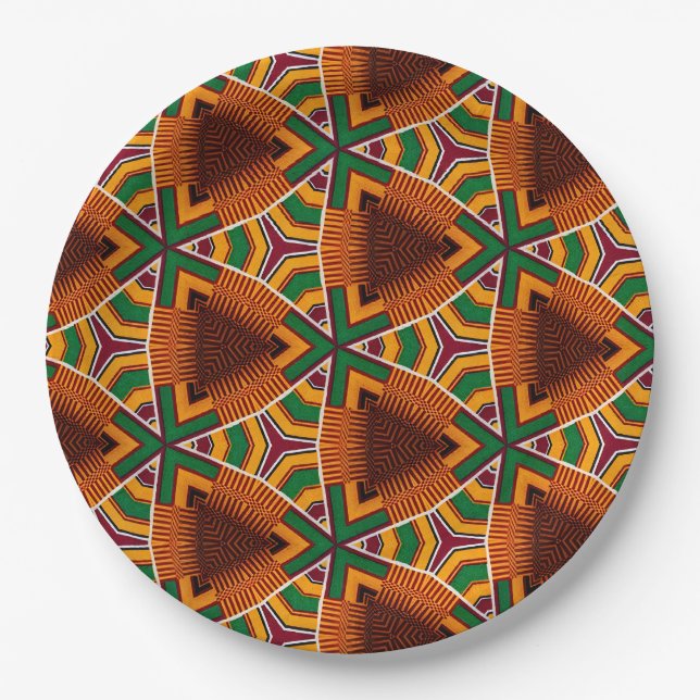 Kente Geometrics Kwanzaa Afrocentric Pappteller (Vorderseite)