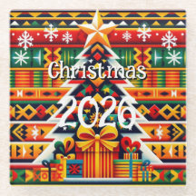 Kente-Muster-Weihnachten 2026 Festive Glasunterset
