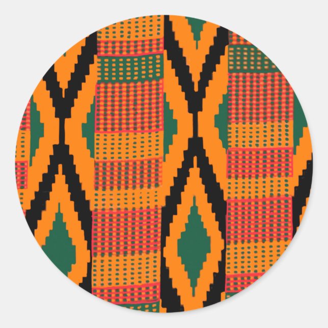 Kente Pattern Runder Aufkleber (Vorderseite)