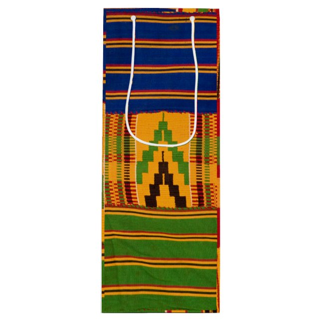 Kente Print Wine Gift Bags Geschenktüte Für Weinflaschen (Vorderseite)